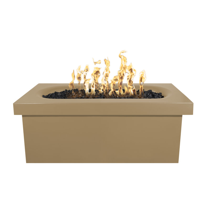 Ramona 24" H x 60" W Concrete Outdoor Fire Pit Table, Brown, Propane
