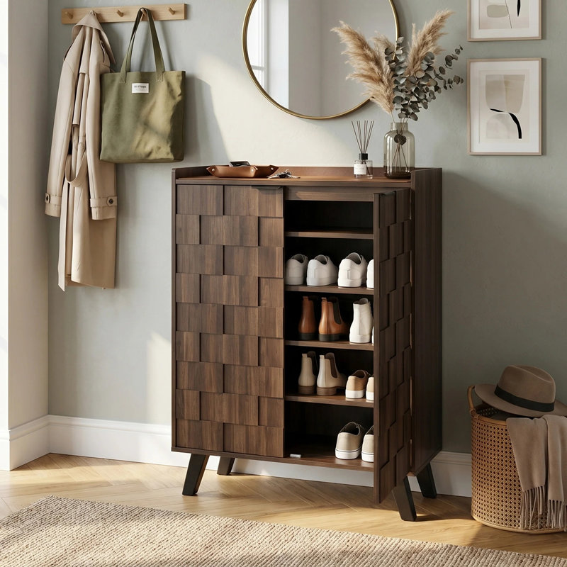 15 Pair Shoe Storage Cabinet, Walnut