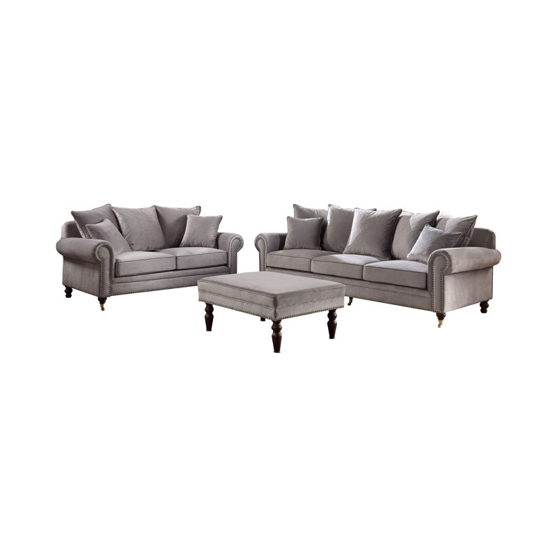 Hampton Velvet Sofa, Grey