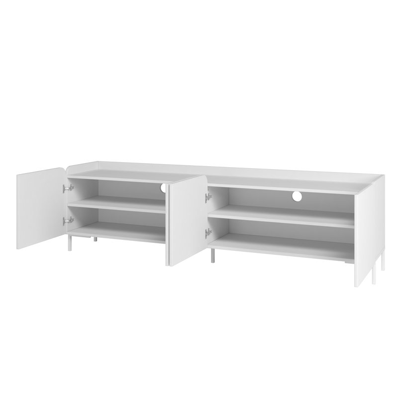 Bogardus White Mid-Century Modern TV Stand with Cabinets