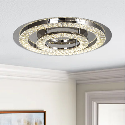 Transitional 2 Light LED Round Crystal Flush Mount