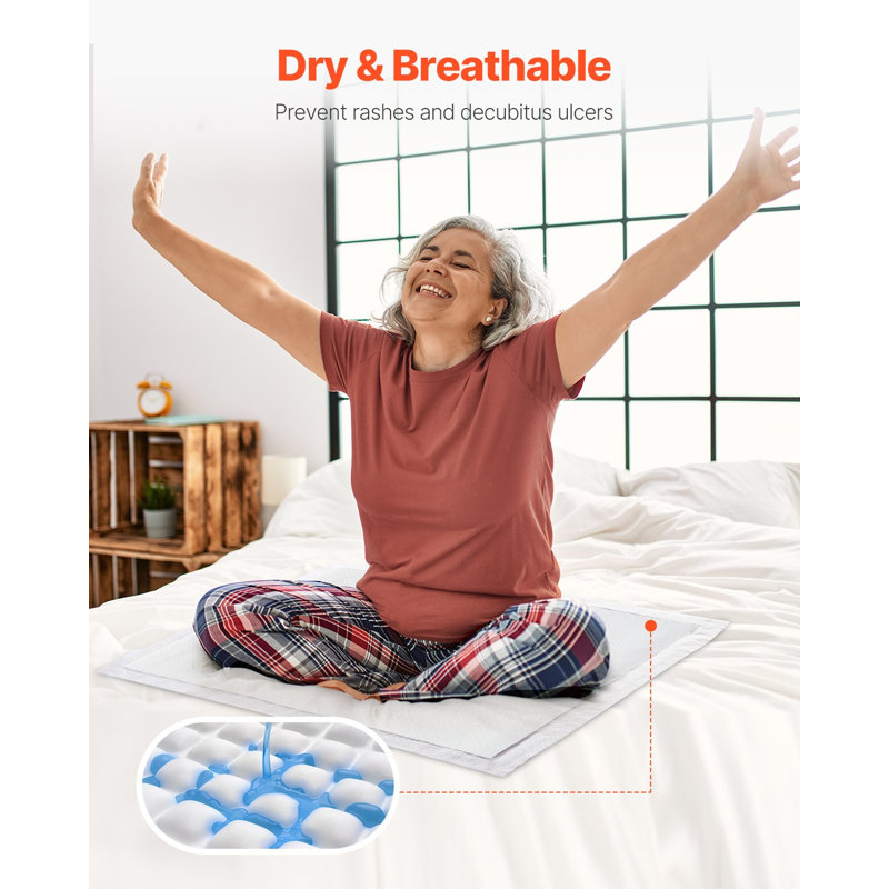 Sous-matelas jetables, coussins de lit pour incontrôlable de 21 po x 36 po, coussinets super absorbants avec protection à 5 couches pour le canapé-lit et le matelas, coussin de protection pour l'énurésie pour enfant adulte (paquet de 48)