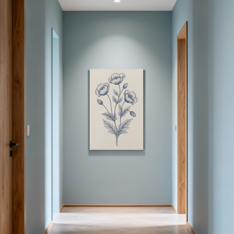 Plantes et fleurs, coquelicot bleu, art botanique, H 20 po x l 30 po
