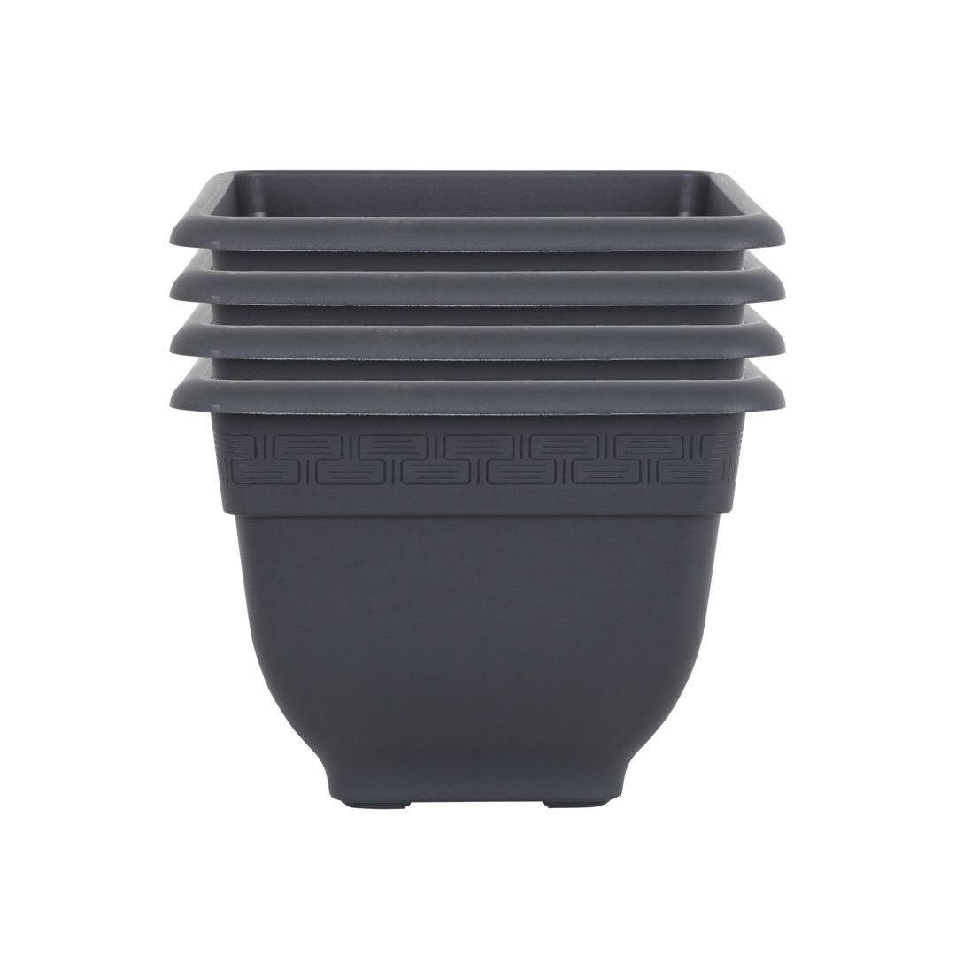 Wham Bell Pot 4 x 37cm Square Plastic Garden Planters | 100% Recycled Plastic | Lightweight & Weather-Resistant | Drainage Points for Easy Drilling | Indoor & Outdoor Use | Made in UK - Slate - Image 2
