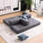 Fold Out 78.5" Convertible Bed With 2 Pillows, Foam Spring Floor Mattress, 3 - Seater Futon For Living Room, Office, Apartment, Corduroy, Flexible Combination Futon, No Assembly-175622215