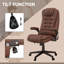 Fauteuil de direction avec massage par vibration chauffant, similicuir brun classique, dossier inclinable à haut dossier, hauteur réglable, brun