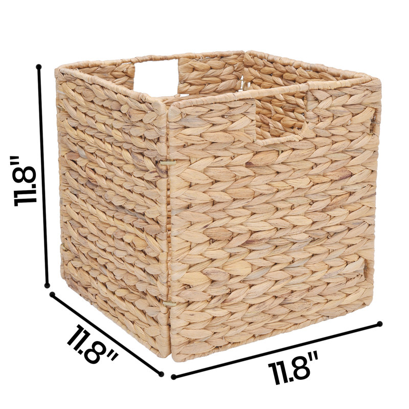 2 Piece Wicker Storage Cube Basket Set, 11.8" H x 11.8" W x 11.8" D