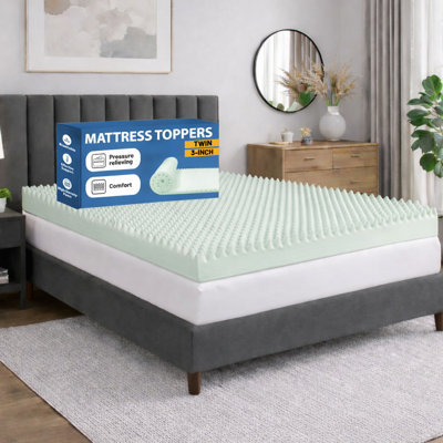 Convoluted Egg Shell Design Mattress Topper, High-Density Supporting Bed Pads