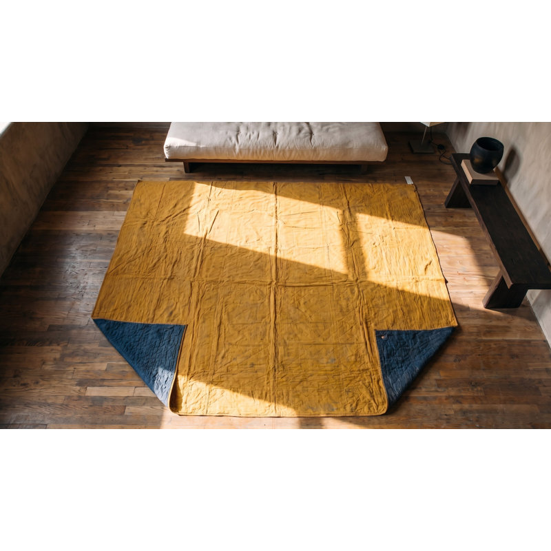 Antique Quilt Small Scatter Size Wool Yellow Rug