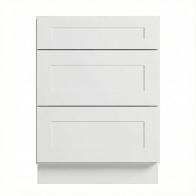 Modern Shaker Kitchen Base Cabinet With 3-Drawers, Solid Birch Frame, Full-Extension Dtc Soft-Close Slides, Adjustable Shelves, Multiple Width Options (12”–36”)