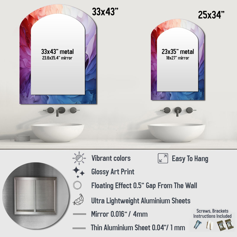 Miroir mural multicolore, 34 po x 25 po