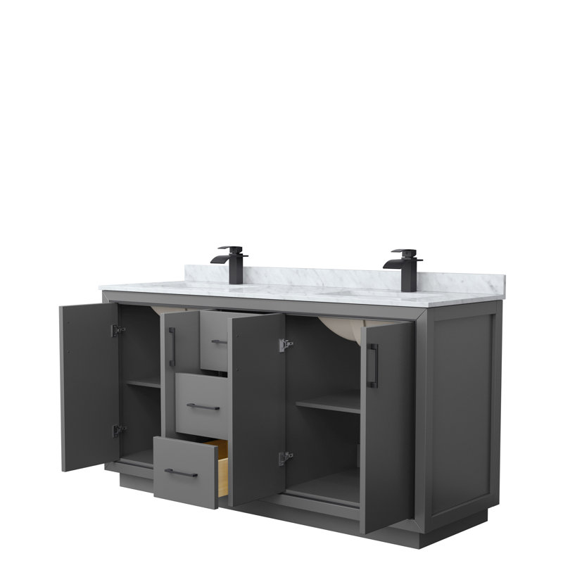 Icon 72" Double Bathroom Vanity Set, Dark Gray, Matte Black, 72"