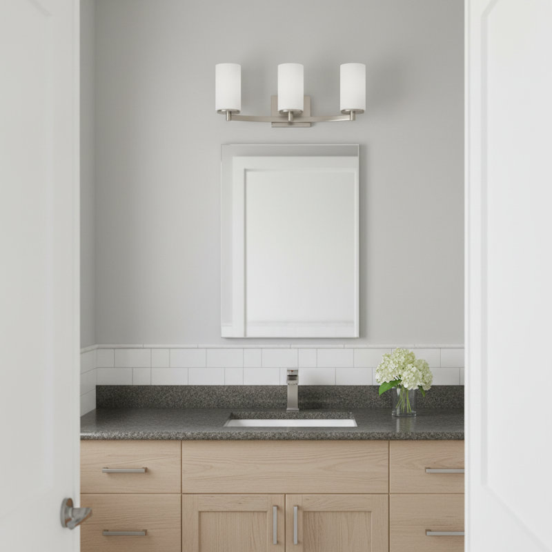 Éclairage pour salle de bain à intensité variable 3 lumières Hettinger, Nickel brossé