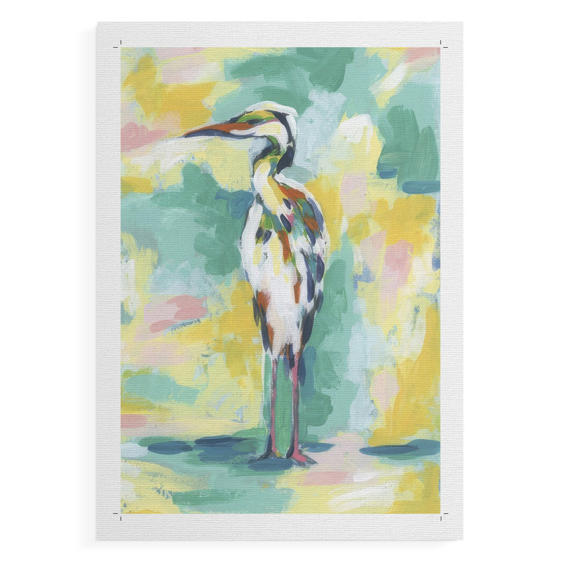 Bright Heron Fresco IV - Impression sur toile seulement - NON-CADRE, H 48 po x l 32 po