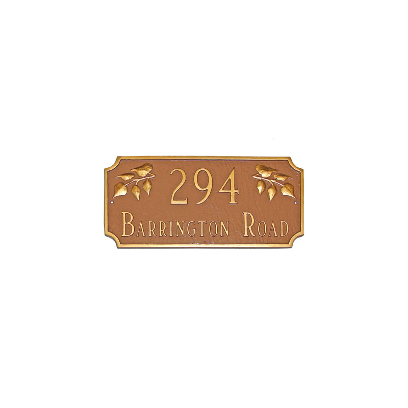 2-Line Address Plaque, Chocolate / Gold, Wall