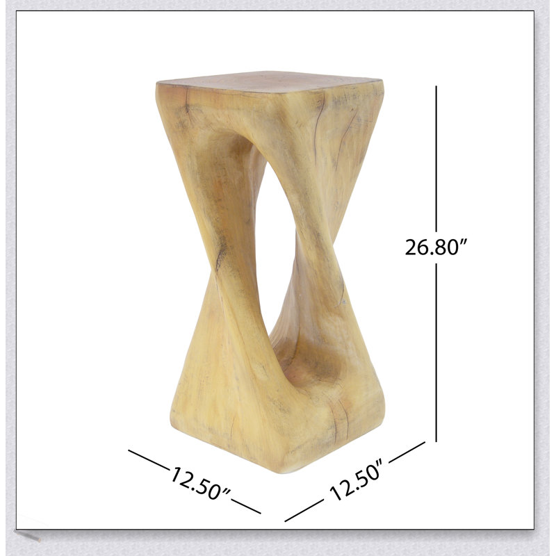 Table d'appoint d'extérieur Twist Shape, béton léger avec texture semblable au bois, Natural