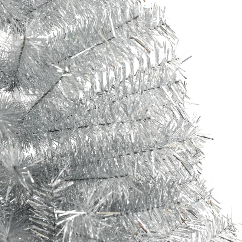 Arbre de Noël artificiel en forme de demi-cercle avec support PET, H 8 pi, Argent