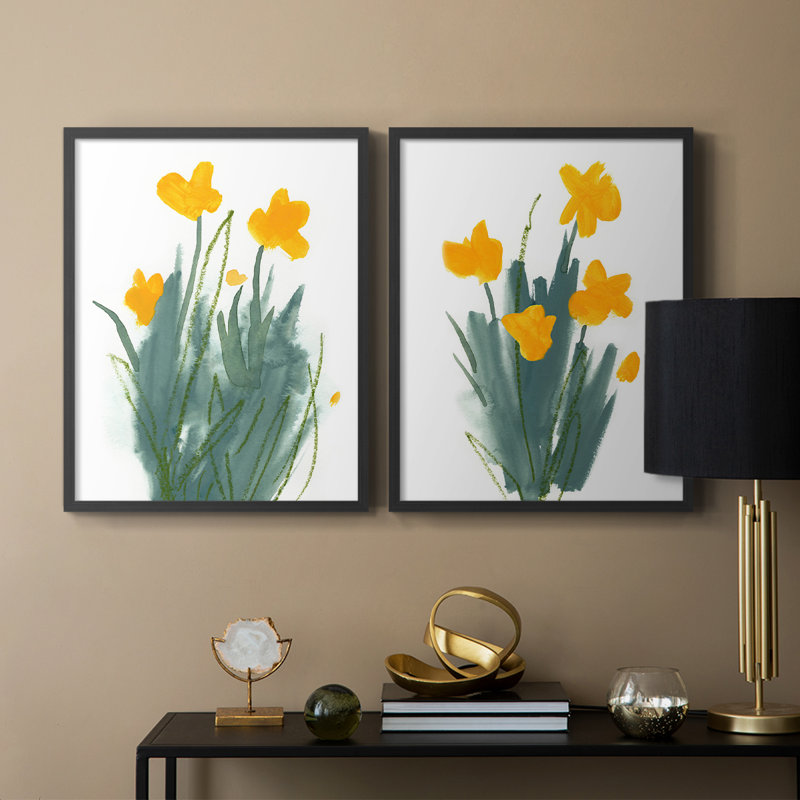 «Daffodil Bunch I», reproduction encadrée de qualité supérieure - prête à être accrochée - aucun clou requis - aucun clou requis