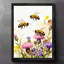 Les abeilles rétro encadrées noires sont actifs dans les fleurs et les plantes, reproductions d'art encadrées de style rétro-1543831895