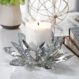 Iridescent Glass Crystal Lotus Votive Candle Holder