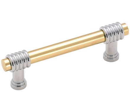 (10-Pack) 3" Polished Chrome Base with Brass Insert Pull