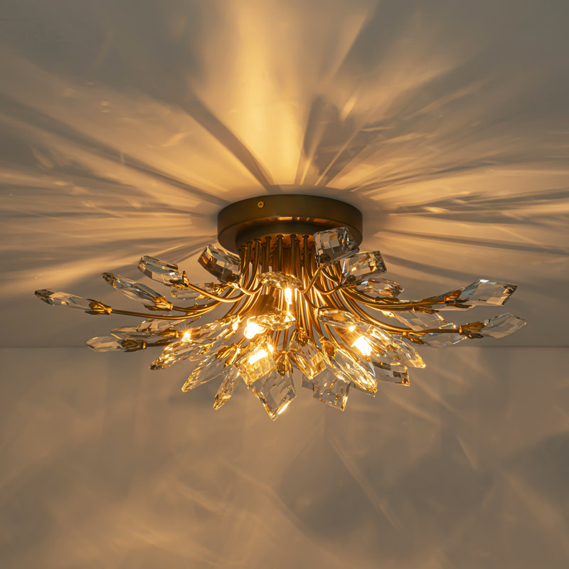 Kaianna 4 - Light Dimmable Unique/Statement Sputnik Flush Mount with Crystal Accents, Brushed Gold