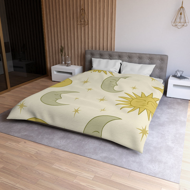 Microfiber Duvet Cover Boho Style, Design 53, Queen Duvet Cover, White