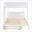 Lit double superposé double avec lit gigogne simple, bureau en bois de pin et panneau de fibres à densité moyenne Rangement, blanc - peu encombrant pour les pièces communes