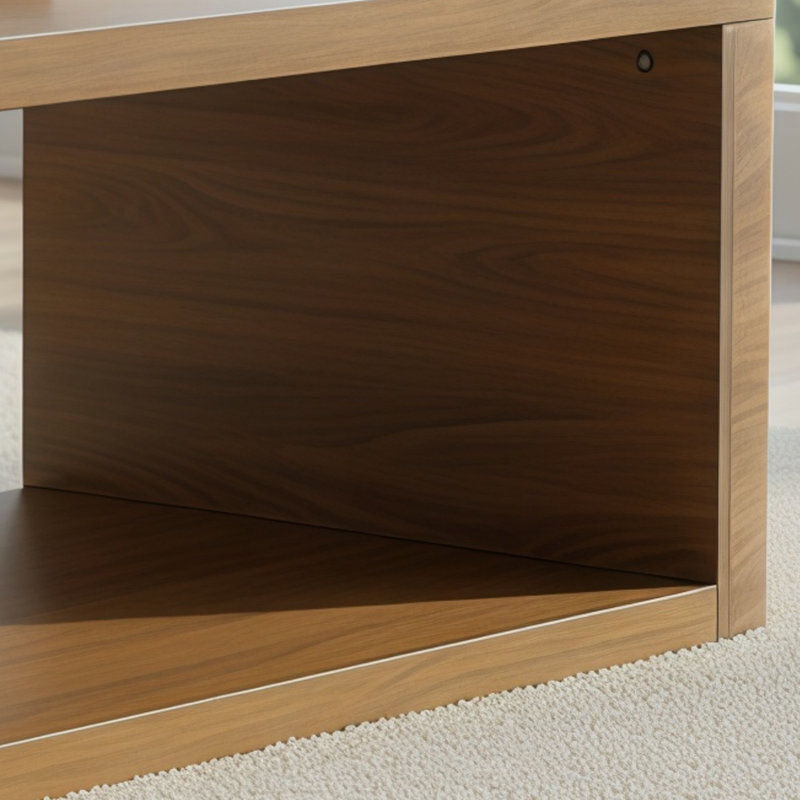 Table basse en placage de noyer avec un large plateau de table