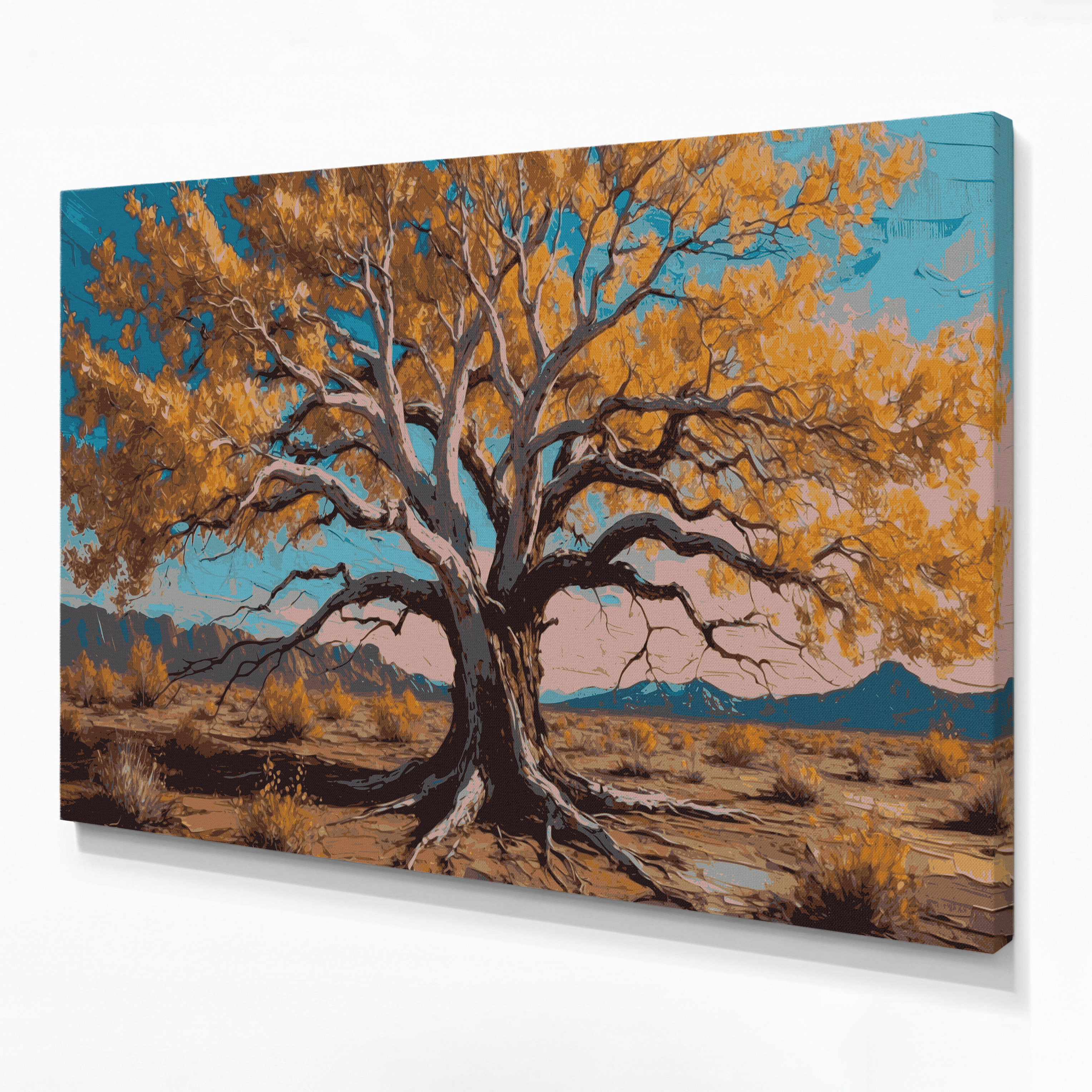 Union Rustic Southwestern Plants Cottonwood Tree 157 Gray Canvas Wall ...