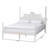 Baxton Studio Caliana Bobbin Four-Poster Platform Bed - Wooden Bed Frame With Turned Spindle Posts And Panel Headboard, Vintage-Inspired Bedroom Furniture, White, Queen-1053011605-1053011603