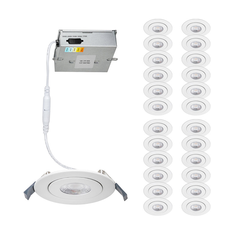 Ensemble d'éclairage encastré sans fil à DEL sélectionnable Lotos Ultra Slim Remodel, H 1,63 po x l 4,73 po x P 4,73 po, Noir