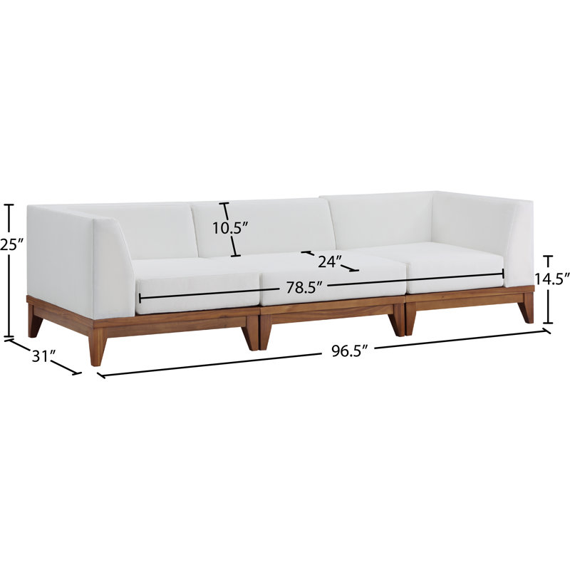 Rio 96.5" Wide Outdoor Patio Sofa with Cushions