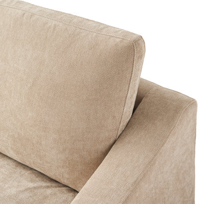 Kyna 2-Piece Upholstered Modern Chenille Fabric Armrest Modular Loveseat Sofa