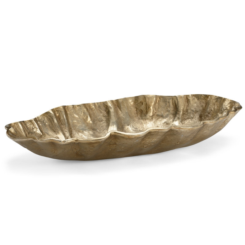 Bol décoratif en aluminium, H 3,5 po x l 24 po x P 12 po, Champagne