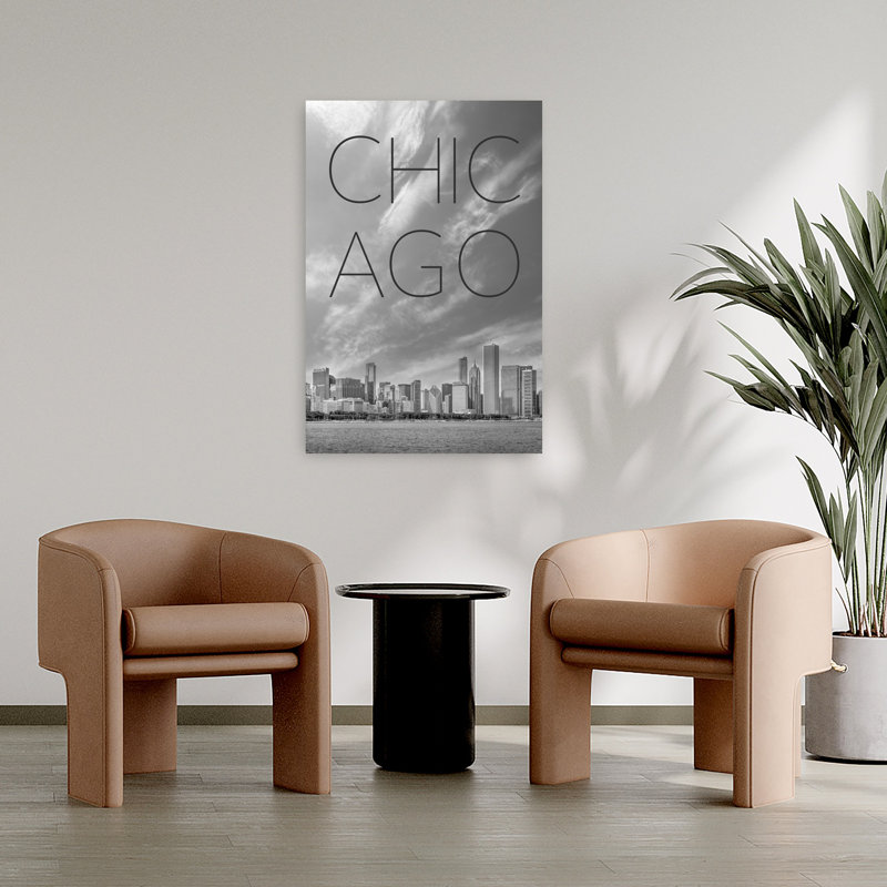 Chicago, horizon, texte, minimaliste, architecture abstraite, ville, art mural, H 36 po x l 24 po