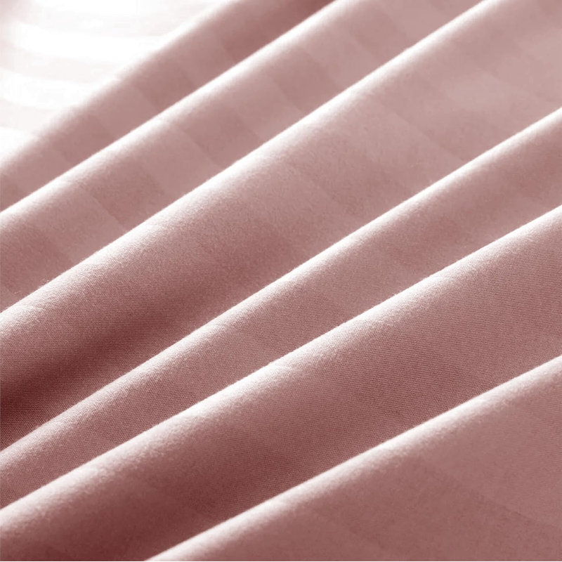 Polyester Striped Duvet Cover Set with Pillowcases Included, Double Duvet Cover Set + 2 Pillowcases, Blush