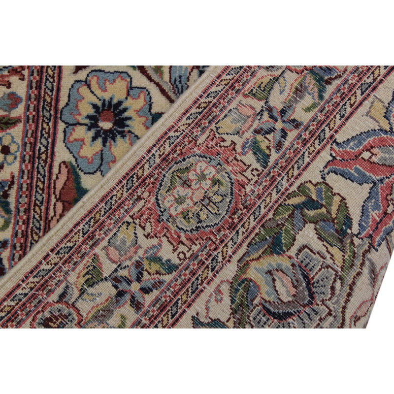 Tapis de couloir oriental ivoire / rouge / vert en laine noué à la main 2 pi 7 po x 11 pi 1 po Roca