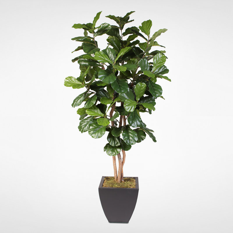 Faux Fiddle Leaf Fig Tree in Metal Planter