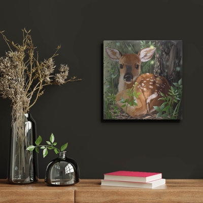  'Cute Deer Lies In The Grass' by Kajenna Art Metal Wall Art, 12" x 12"