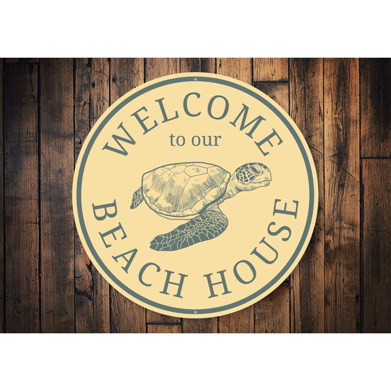 Enseigne de bienvenue en aluminium Beach House, H 18 po x l 18 po x P 0,06 po