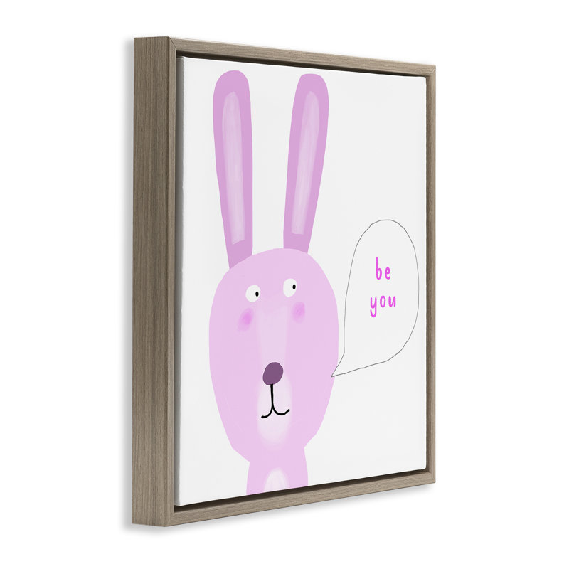«Pink Be You Bunny», art mural par Carla Daly, H 18 po x l 18 po, Cadre flottant orme Montalcino