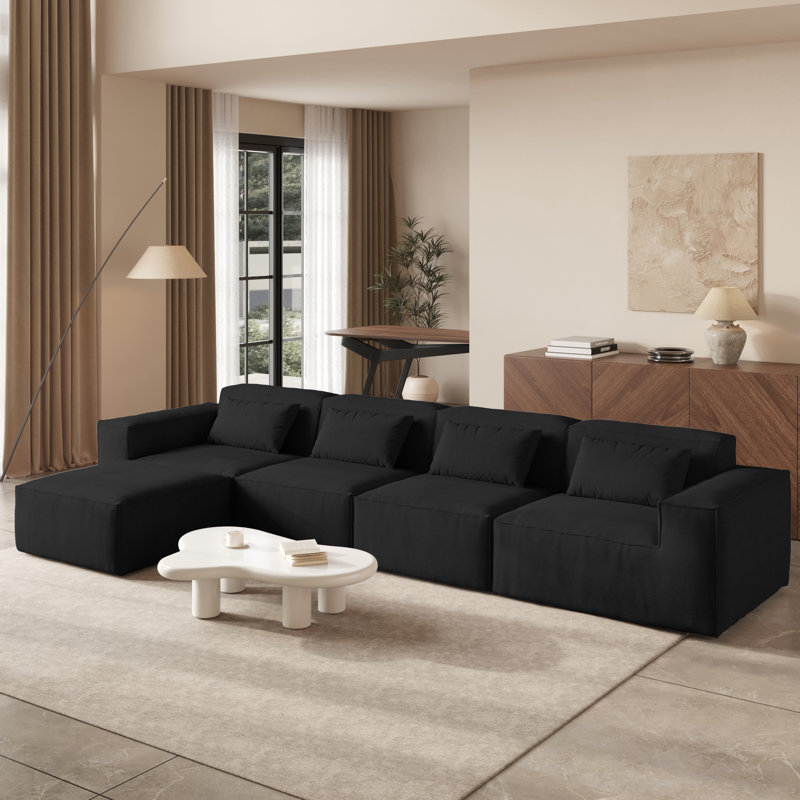 Canapé modulaire 5 pièces avec repose-pieds, Black Foam