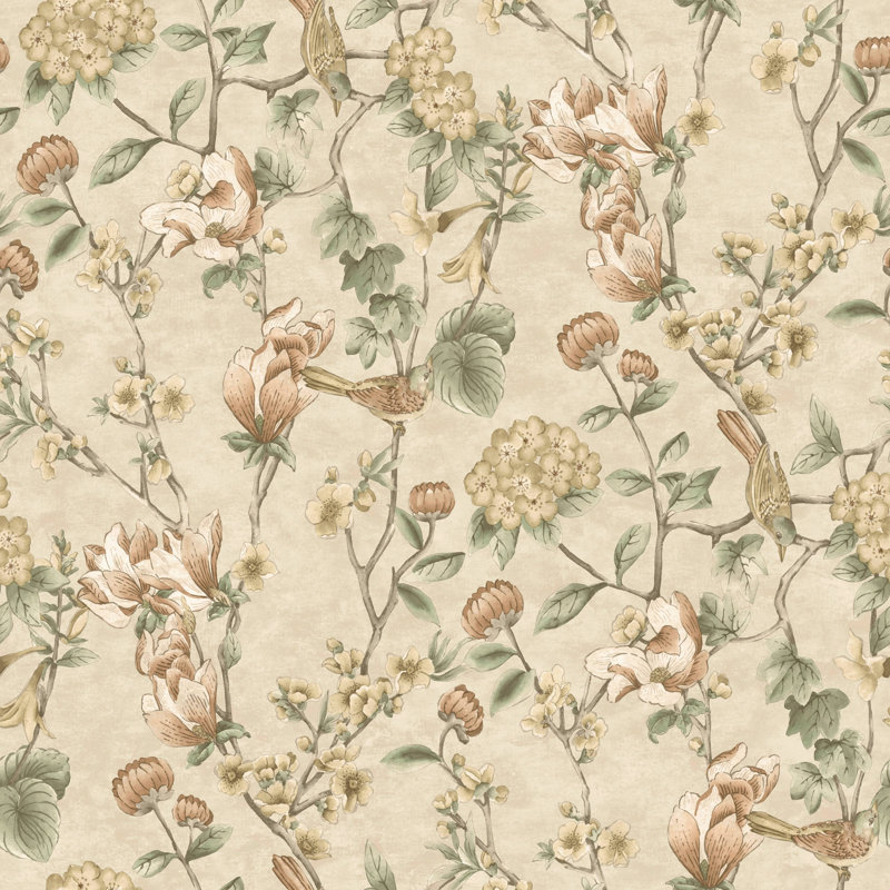 Papier peint floral, Crème