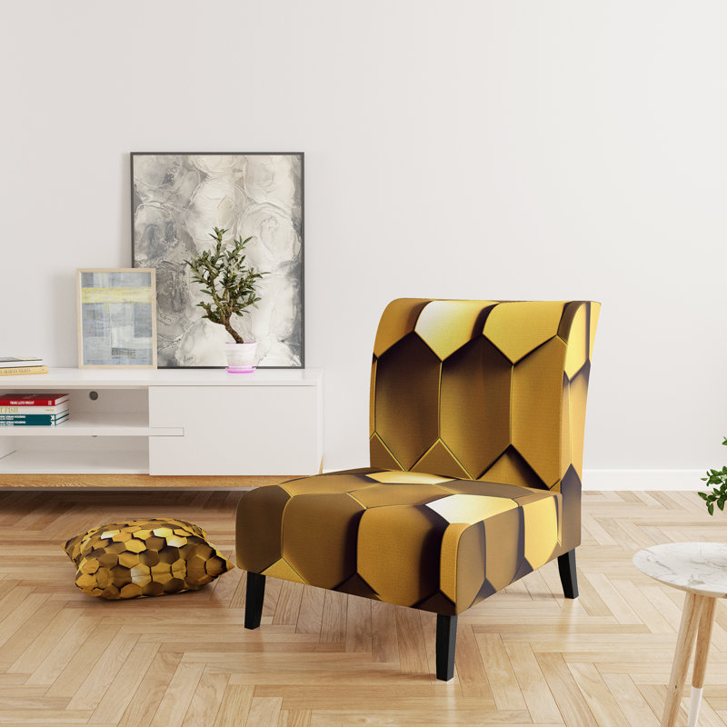 Golden Honeycomb - Mid-Century Upholstered Slipper Chair