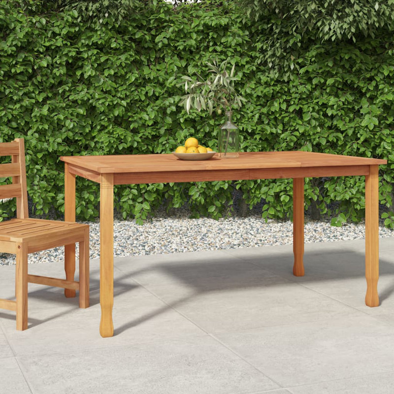 Hea Rectangular Teak Outdoor Dining Table, 35.4" W x 59.1" L x 29.5" H
