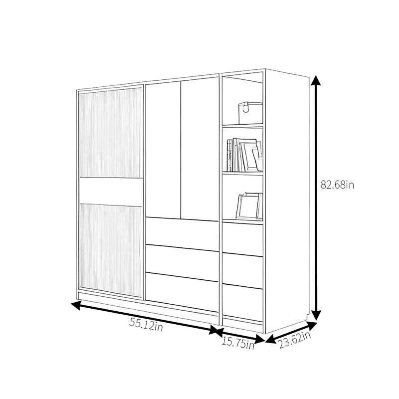 Garde-robe moderne et simple, H 82,68 po x l 70,87 po x P 23,62 po