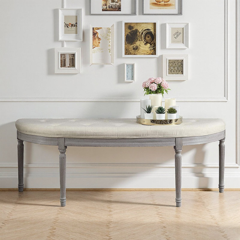Banc rembourré capitonné beige clair Coastal