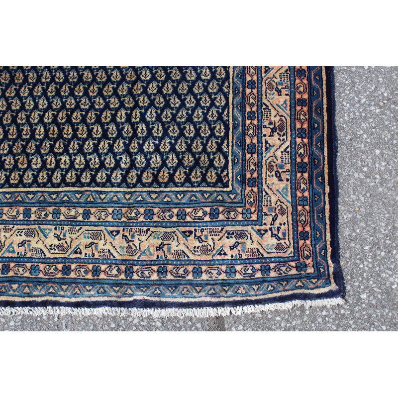 Tapis bleu fait à la main 4X7