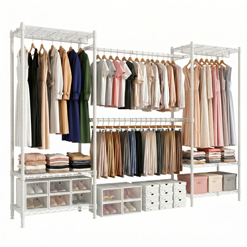 234.5cm Adjustable Clothing Rack, White